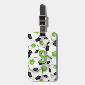 mit Monogramm Farben für den schwarzen Fußballclub Gepäckanhänger (Vorderseite vertikal)