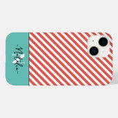 Mit Monogramm, farbenfroh gestreiftes Muster Rot u Case-Mate iPhone Hülle (Rückseite (Horizontal))