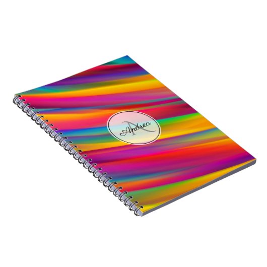 Mit Monogramm Farbenfrohe Abstrakte Kunst Notizblock (Rechte Seite)