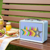 Mit Monogramm, farbenfrohe Sterne auf Lila Licht,  Metall Brotdose