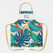 Mit Monogramm Farbenfrohe tropische Druckküche Sch Schürze (Vorderseite)