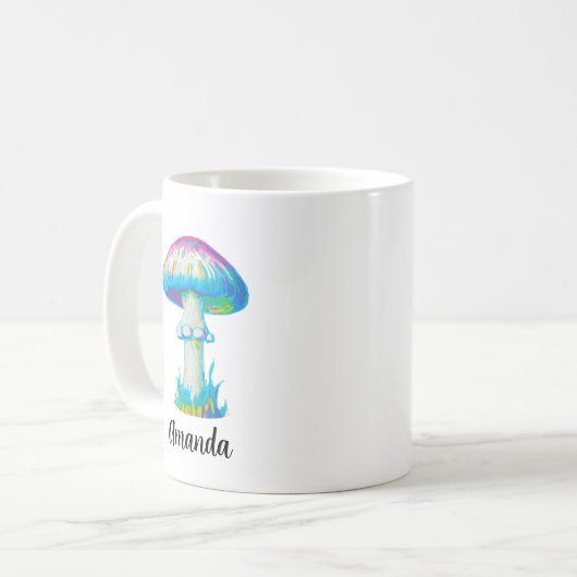 Mit Monogramm, farbenfroher Pilz hinzufügen Kaffeetasse (Vorderseite Links)