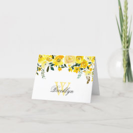 Mit Monogramm Farbflora-Karte Dankeskarte