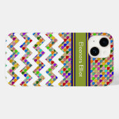 Mit Monogramm Farbherzen & Zickzack Case-Mate iPhone Hülle (Rückseite (Horizontal))