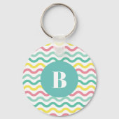 Mit Monogramm, farbiges Muster Schlüsselanhänger (Vorderseite)