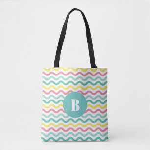 Mit Monogramm, farbiges Muster Tasche