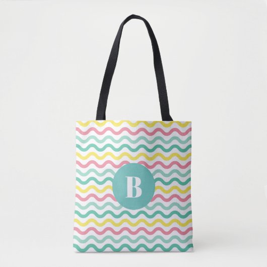 Mit Monogramm, farbiges Muster Tasche (Vorderseite)