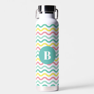 Mit Monogramm, farbiges Muster Trinkflasche