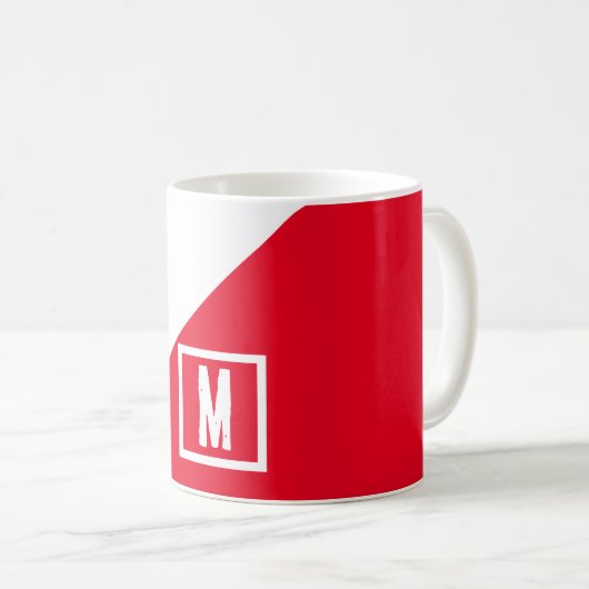 Mit Monogramm Farbkombination Rot/Weiß Kaffeetasse (VorderseiteRechts)