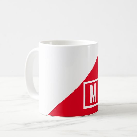 Mit Monogramm Farbkombination Rot/Weiß Kaffeetasse (Vorderseite Links)