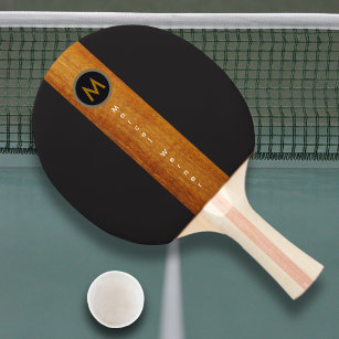 Mit Monogramm Farbstreifen aus Holz auf schwarz Tischtennis Schläger
