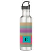Mit Monogramm Farbstreifen Wasser Flasche Edelstahlflasche (Vorderseite)