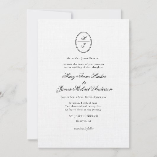 Mit Monogramm Feierliche Hochzeit Einladung (Vorderseite)