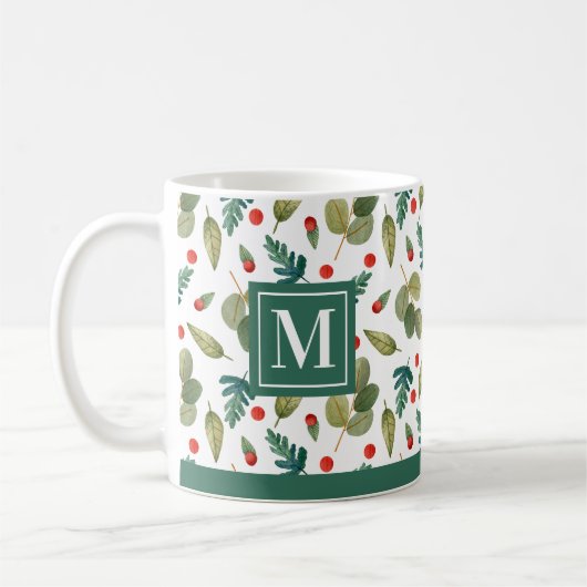 Mit Monogramm, festliche Grünanlage und hellgrün Kaffeetasse (Links)
