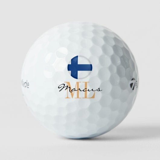 Mit Monogramm finnische Flagge und finnische Golfb Golfball (Vorderseite)