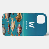 Mit Monogramm Fisch unter blauem Ozean Case-Mate iPhone Hülle (Rückseite (Horizontal))
