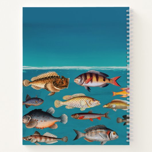 Mit Monogramm Fisch unter blauem Ozean Notizblock (Rückseite)