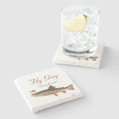 Mit Monogramm Fischer Fangleine Steinuntersetzer (Seitenansicht)