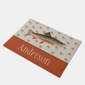 Mit Monogramm Fischer Fischen Bachforelle Fußmatte (Schrägansicht)