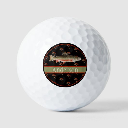 Mit Monogramm Fischer Fischen Bachforelle Golfball (Vorderseite)