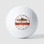 Mit Monogramm Fischer Fischen Bachforelle Golfball (Vorderseite)