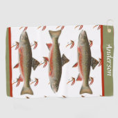 Mit Monogramm Fischer Fischen Bachforelle Golfhandtuch (Horizontal)