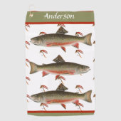 Mit Monogramm Fischer Fischen Bachforelle Golfhandtuch (Vorderseite)