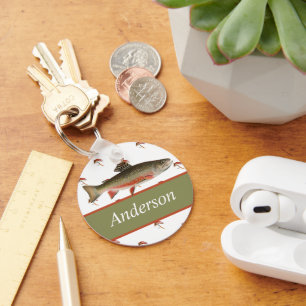 Mit Monogramm Fischer Fischen Bachforelle Schlüsselanhänger