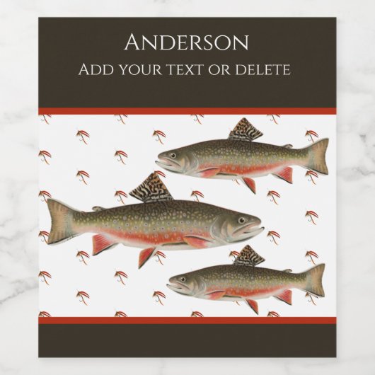 Mit Monogramm Fischer Fischen Bachforelle Weinetikett (Einzelnes Label)