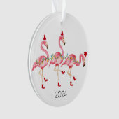 Mit Monogramm Flamingo Weihnachtsschmuck Ornament (Vorderseite)