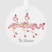 Mit Monogramm Flamingo Weihnachtsschmuck Ornament (Rückseite)