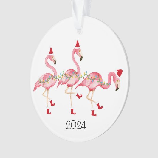 Mit Monogramm Flamingo Weihnachtsschmuck Ornament (Vorderseite)