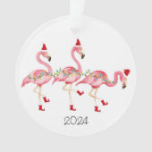 Mit Monogramm Flamingo Weihnachtsschmuck Ornament (Vorderseite)
