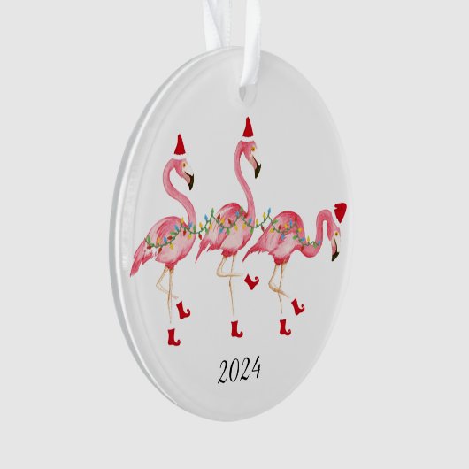 Mit Monogramm Flamingo Weihnachtsschmuck Ornament (Vorderseite)