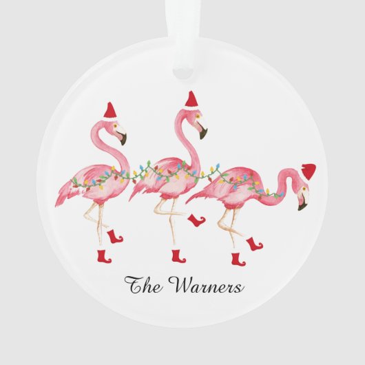 Mit Monogramm Flamingo Weihnachtsschmuck Ornament (Rückseite)