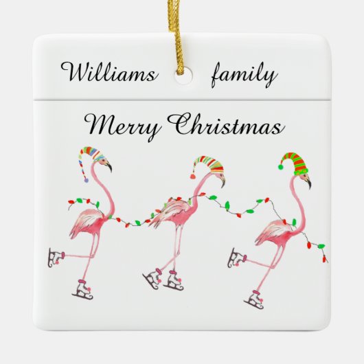 mit Monogramm Flamingos Weihnachtsschmuck (Vorderseite)