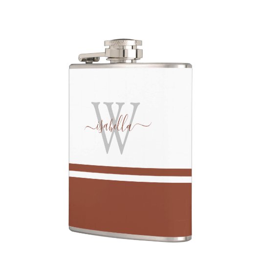 Mit Monogramm Flasche Moderner Skriptrust Flachmann (Links)