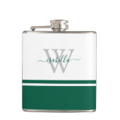 Mit Monogramm Flask Girly Modernes Script Emerald Flachmann (Vorderseite)