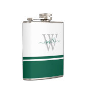 Mit Monogramm Flask Girly Modernes Script Emerald Flachmann (Rechts)