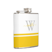 Mit Monogramm Flask Modern Script Yellow Flachmann (Rechts)