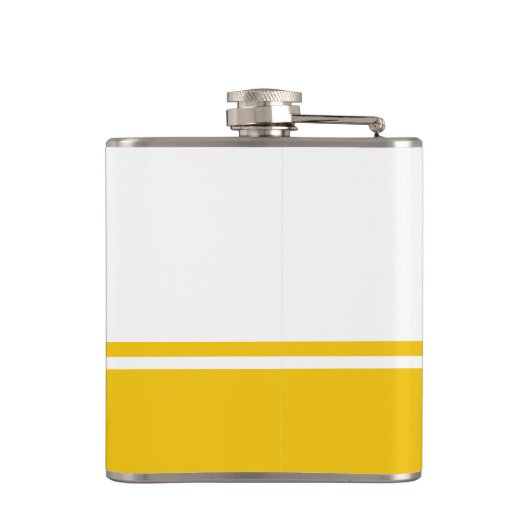 Mit Monogramm Flask Modern Script Yellow Flachmann (Rückseite)