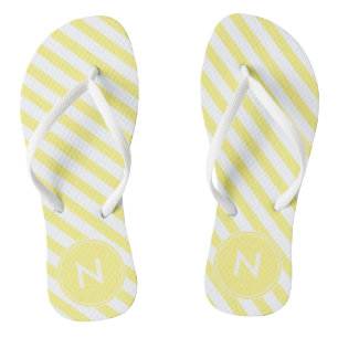 Mit Monogramm Flip Flops mit sonniger Gelbe Streif Badesandalen