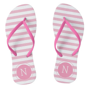 Mit Monogramm Flip-Flops, rosa und weiß gestrichen Badesandalen