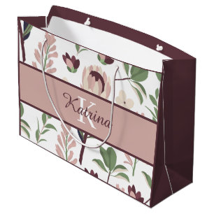 Mit Monogramm florale Geschenktasche Große Geschenktüte