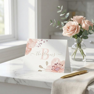 Mit Monogramm florale Hintergrundkarte Dankeskarte