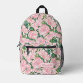 Mit Monogramm florales Elegantes Rosa Bedruckter Rucksack (Vorderseite)