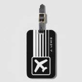 mit Monogramm Flugzeugsymbol - Reisegepäck Gepäckanhänger (Vorderseite Vertikal)