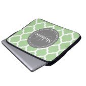 Mit Monogramm Folie Grün & Grau Laptopschutzhülle (Vorne Knopf)