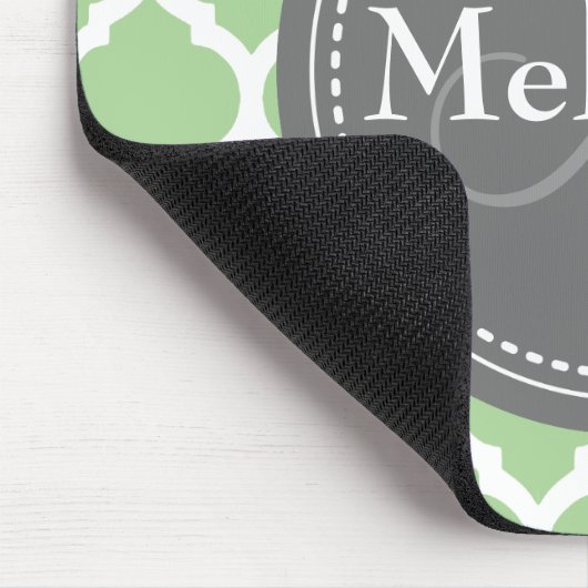 Mit Monogramm Folie Grün & Grau Mousepad (Ecke)