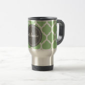 Mit Monogramm Folie Grün & Grau Reisebecher (VorderseiteRechts)